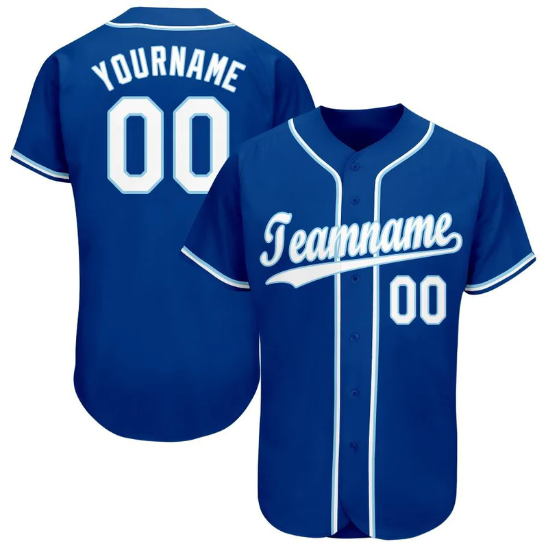 CUSTOM ROYAL WHITE-LIGHT BLUE BASEBALL JERSEY