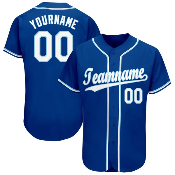 CUSTOM ROYAL WHITE-LIGHT BLUE BASEBALL JERSEY