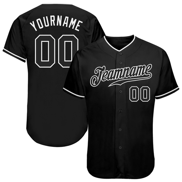 CUSTOM BLACK BLACK-WHITE AUTHENTIC BASEBALL JERSEY