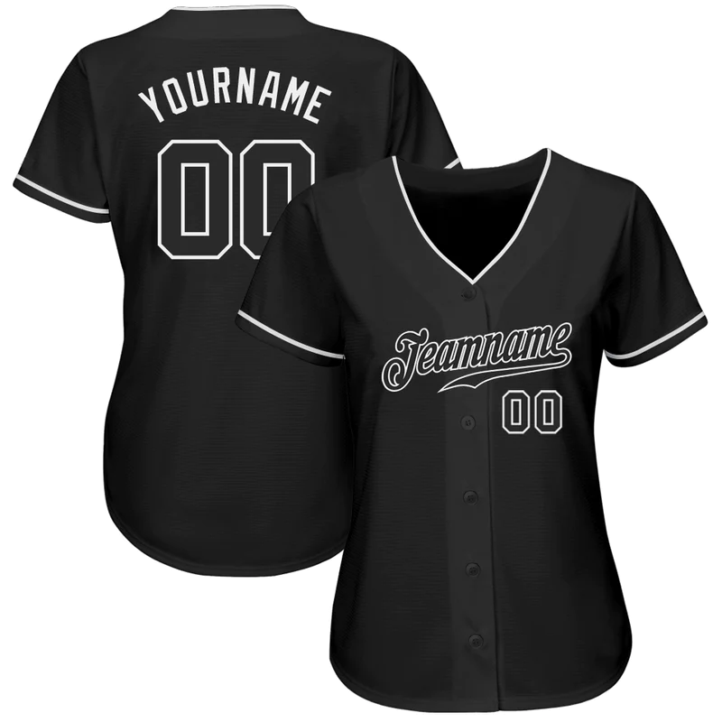 CUSTOM BLACK BLACK-WHITE AUTHENTIC BASEBALL JERSEY