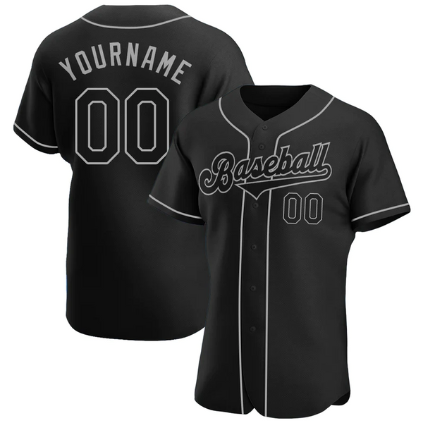 CUSTOM BLACK BLACK-GRAY AUTHENTIC BASEBALL JERSEY