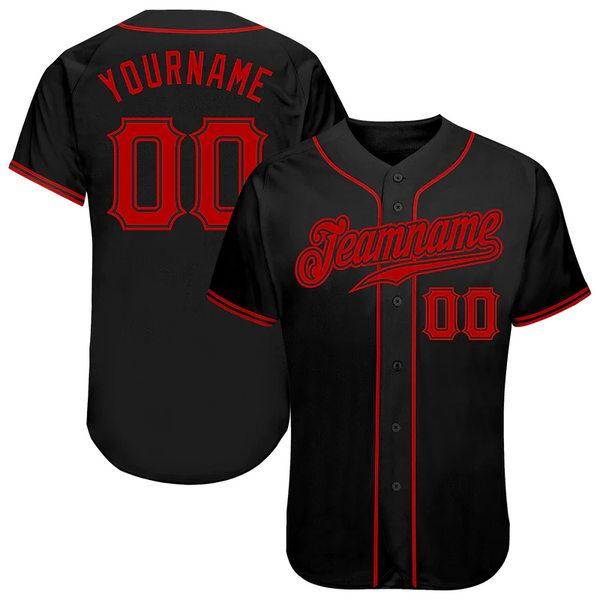 CUSTOM BLACK RED AUTHENTIC BASEBALL JERSEY