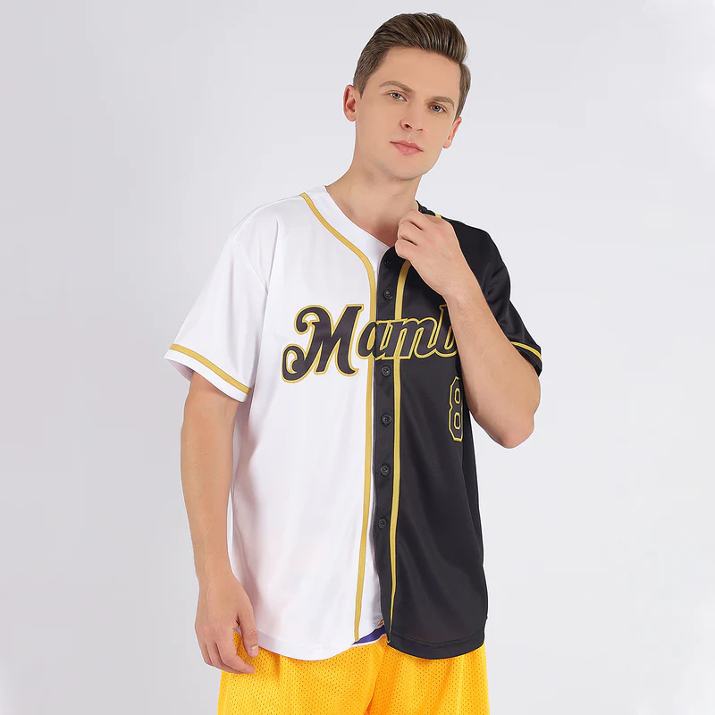 CUSTOM WHITE-BLACK OLD GOLD AUTHENTIC SPLIT FASHION BASEBALL JERSEY