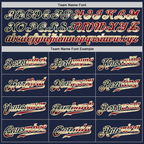 CUSTOM NAVY WHITE PINSTRIPE VINTAGE USA FLAG-CREAM AUTHENTIC BASEBALL JERSEY
