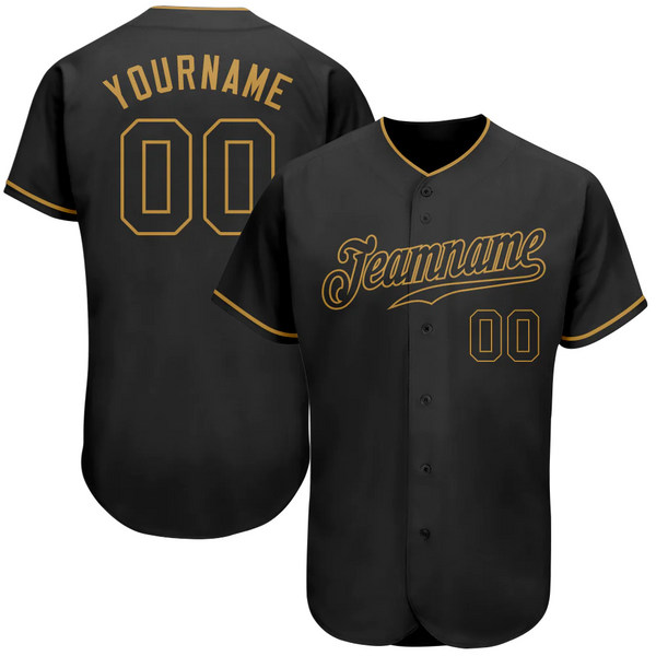 CUSTOM BLACK BLACK-OLD GOLD AUTHENTIC BASEBALL JERSEY