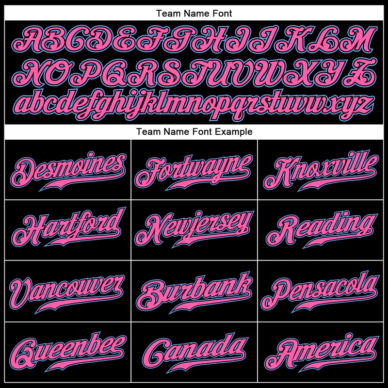 CUSTOM BLACK WHITE PINSTRIPE PINK-LIGHT BLUE AUTHENTIC BASEBALL JERSEY